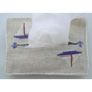  Sailboat Hand embroidered purse tissue holder cover