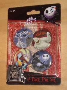 NIP NIGHTMARE BEFORE CHRISTMAS BUTTONS PACK   4 BUTTONS  