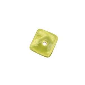  Jangles Ceramic Chartreuse Small Square Disc 15mm Beads 