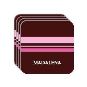 Personal Name Gift   MADALENA Set of 4 Mini Mousepad Coasters (pink 