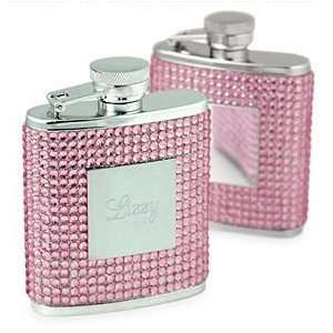 Pink Crystals Ladies Flask   Engraved Flask for Women 