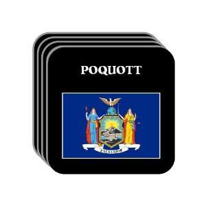 US State Flag   POQUOTT, New York (NY) Set of 4 Mini Mousepad Coasters
