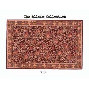  MER Allure M09 Burgundy Gold Floral 8 X 10 Area Rug 