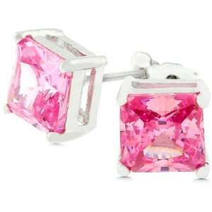  Jewelry Design JGE01308S S12 Princess Cut Pink Ice 7Mm 