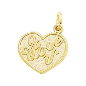    Rembrandt Charms I Love U Charm, Gold Plated Silver Jewelry