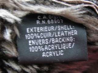 VTG 70s BROWN LEATHER AVIATOR FAUX SHEARLING FUR BUCKLE LADIES JACKET 