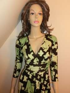 NEW $325 KAY UNGER Green Brown SILK Dress 4 NWT GORGEOUS  