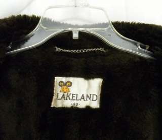 VINTAGE Sherpa LAKELAND Clicker CAR COAT Leather Fur lined RANCHER 