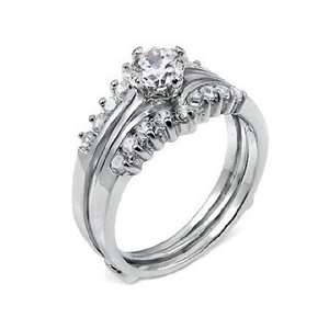   Juliets Sterling Silver Replica Diamond Wedding Ring Set   7 Jewelry