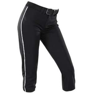 Womens 14Oz Low Rise Piped Pro Style Softball Pant 45 BLACK/WHITE 