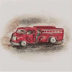  Red Fire Truck Art Unframed