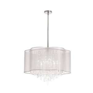   Illusion 6 Light Crystal Pendant in Polished Chrome with White Shade