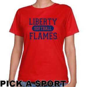  Liberty Flames Ladies Red Custom Sport Classic Fit T shirt 