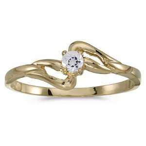  14K Yellow Gold 3 MM White Topaz Fashion Ring Katarina Jewelry