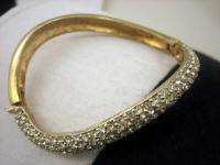 Anne Klein Vintage Crystal Polished Hinge Cuff Bracelet  