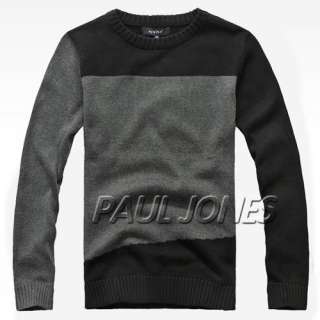   ~Warmer Luxury Mens Casual Crew Neck Knitting Sweater Two Style+XS~L