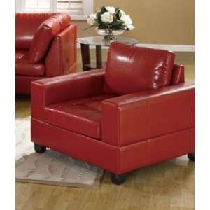  Sofa Chair Contemporary Style in Red Leatherette