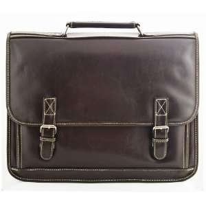 Hard Leather Mans Business Briefcase Messenger Bag (Dark 