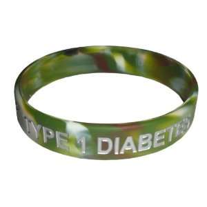  Type 1 Diabetes Medical ID Wristband Green Camouflage with 
