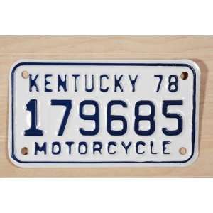  1978 Kentucky Motorcycle License Plate Automotive