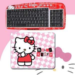  USB Keyboard with Hot Keys #90309K (Red) + Hello Kitty 3D Mouse Pad 