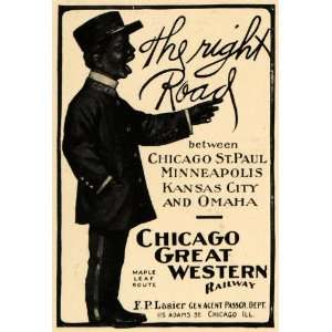   Ad Chicago Great Western Railway F P Lasier Train   Original Print Ad