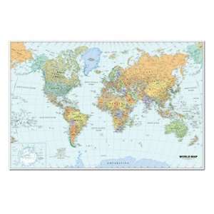   Laminated World Map 38inch By 25inch House Doolittle Heavy Lamination