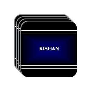 Personal Name Gift   KISHAN Set of 4 Mini Mousepad Coasters (black 