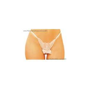  Lace V shaped thong White Small Fabric 