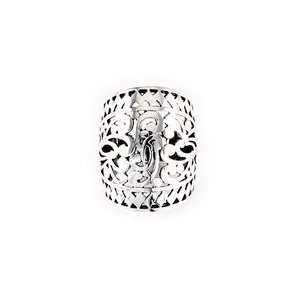  Pracha Silver Dome Cut Out Ring   Size 7 Jewelry