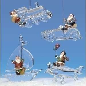  Pack of 8 Icy Crystal Santa Claus Transportation Christmas 
