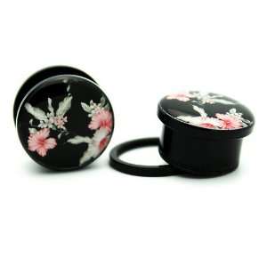   Flower Cherry Blossom Ear Gauge Plug Screw On (SOLD AS PAIR) Jewelry