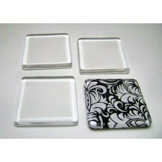   White Glass Tiles For Jewelry, Magnet Making 1 3/8 Inches (4 Beads