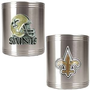 New Orleans Saints 2pc Stainless Steel Can Holder Set   Primary Logo 
