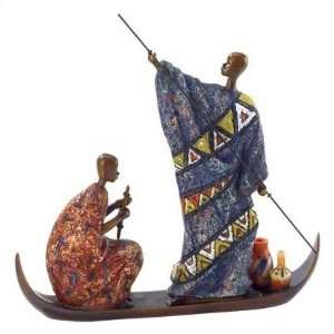  Masai On Boat Figurine