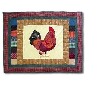 Applique II Theme Quilted Rooster King Sham 21x31  