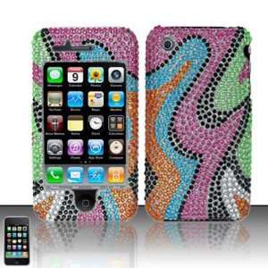 RAINBOW Hard Plastic Rhinestone Bling Design Case for Apple iPhone 3G 