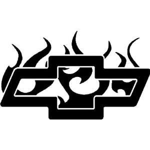  Chevy Logo in Flames 5 Inch White Decal Sticker 