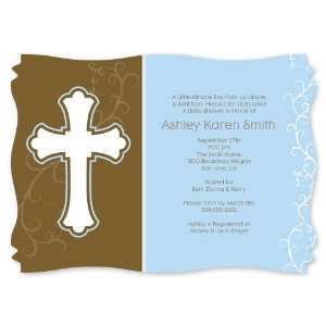  Little Miracle Boy Blue & Brown Cross   Personalized Baby 
