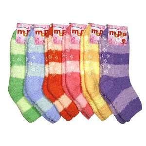  HS Winter Fuzzy Socks Big Stripe Line Design (size 9 11) 6 