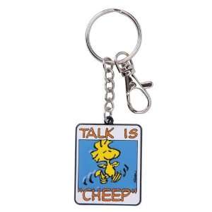   Snoopy keyring / zipper pull   Woodstock Talk is Cheep metal keychain
