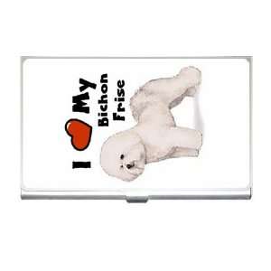  I Love My Bichon Frise Business Card Holder Case Office 