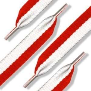  50 Flat Thick Shoe Laces  Red and White 