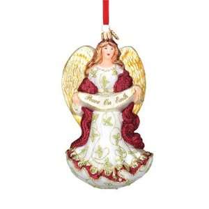   Handmade Glass Blown Ornaments Peace on Earth Angel