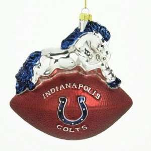  Indianapolis Colts Nfl Glass Mascot Football Ornament (6 