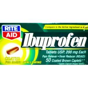 Rite Aid Pharmacy Ibuprofen, 200 mg, Coated Brown Tablets, Trial Size 