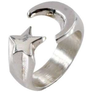  Moon & Star Wrap   Sterling Silver Ring   Size 7 Jewelry