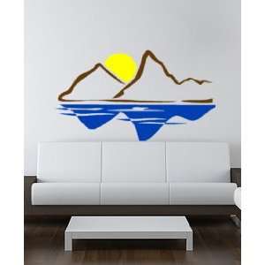   print  Colorful mountain scene sticker  8 feet long 
