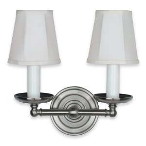   Two Light Wall Bracket Pewter with Beige Shades