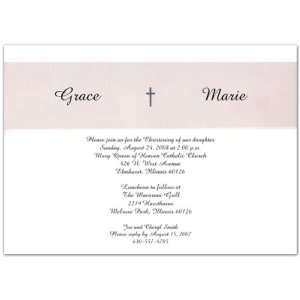  Pink Band With Cross Baptism Christening Invitations   Set 